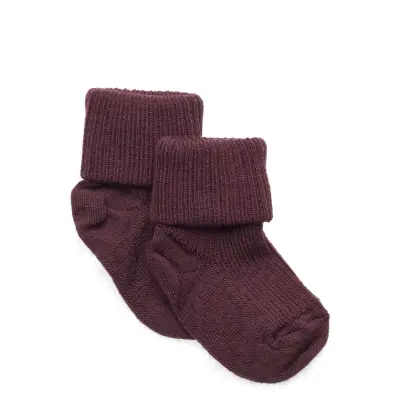 mp Denmark Wool Rib Baby Socks - Burgundy - 15/16