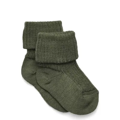 mp Denmark Wool Rib Baby Socks - Khaki green - 25/28