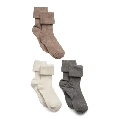 Mp Denmark Cotton Rib Baby Socks - 3-Pack Beige