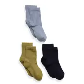 Mp Denmark Cotton Rib Socks - 3-Pack Blå