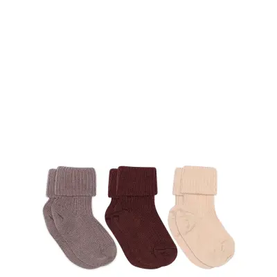 Mp Denmark Wool Rib Baby Socks - 3-Pack Beige
