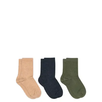 Mp Denmark Wool Rib Socks - 3-Pack Beige