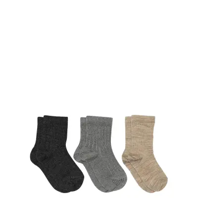 Mp Denmark Wool Rib Socks - 3-Pack Svart