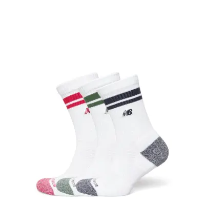 New Balance Active Lifestyle Striped Crew Socks 3 Pack - White - XL