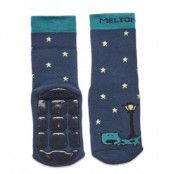 Melton Night Dog Socks W. Anti-Slip Blå