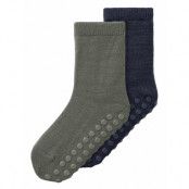 Name It Nmmwak Wo/Bl 2P Sock W/Non Skid Marinblå