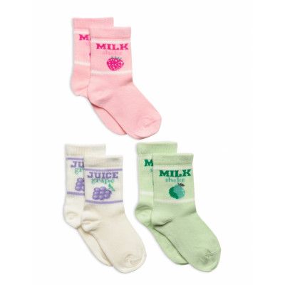 Sock 3 P Sg Milk And Fruit Sockor Strumpor Multi/patterned Lindex