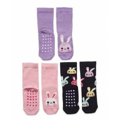 Sock 3 P Sg Rabbits Antislip Strumpor Non-slip Multi/patterned Lindex