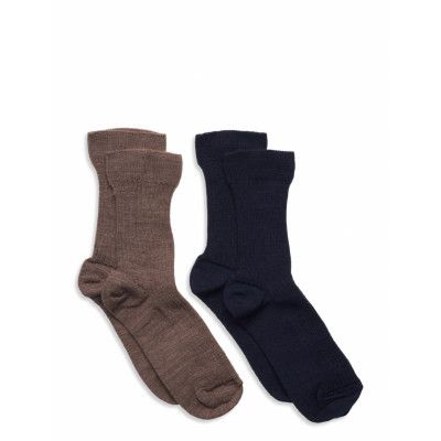 Sock Sb 2P Wool Ribb Sockor Strumpor Multi/patterned Lindex