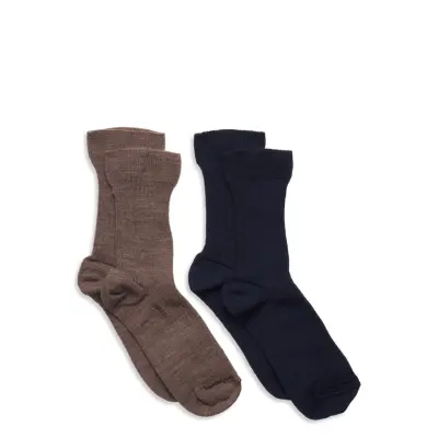Sock Sb 2P Wool Ribb Sockor Strumpor Multi/patterned Lindex