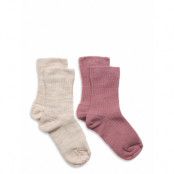 Sock Sg 2P Wool Ribb Sockor Strumpor Multi/patterned Lindex