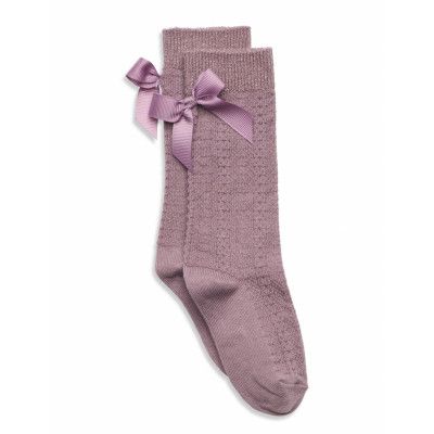 Sofia Knee Socks With Bow Sockor Strumpor Purple Mp Denmark