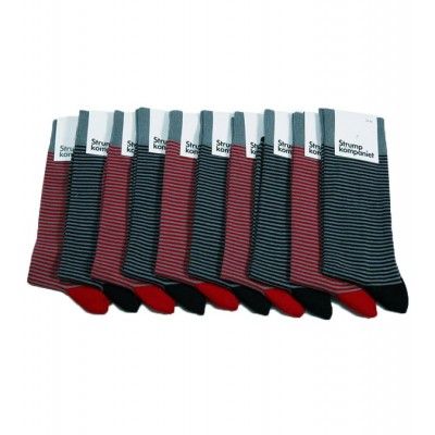 Strumpkompaniet - 10-pack - Red/Grey striped