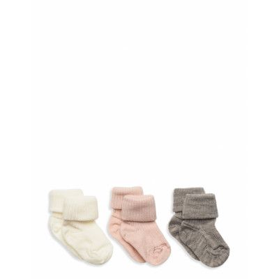 Mp Denmark Wool Rib Baby Socks - 3-Pack Multi/patterned