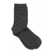 Wool Rib Socks Sockor Strumpor Grey Mp Denmark