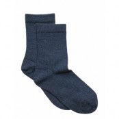 Wool Rib Socks Sockor Strumpor Blue Mp Denmark