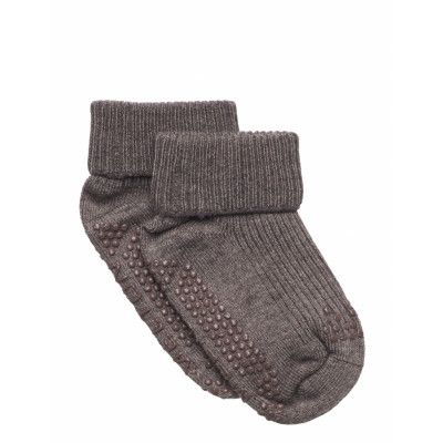 Melton Wool Socks - Anti-Slip Brun