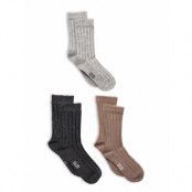 Wool Socks - Rib 3-Pack Sockor Strumpor Grey Minymo