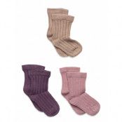 Minymo Wool Socks - Rib 3-Pack Multi/patterned