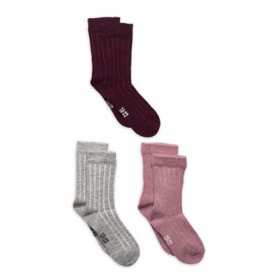 Minymo Wool Socks - Rib 3-Pack Rosa