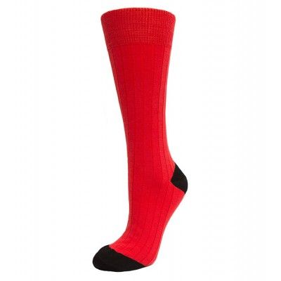 Woolsmile - Ullstrumpor - Röd med svart häl och tå