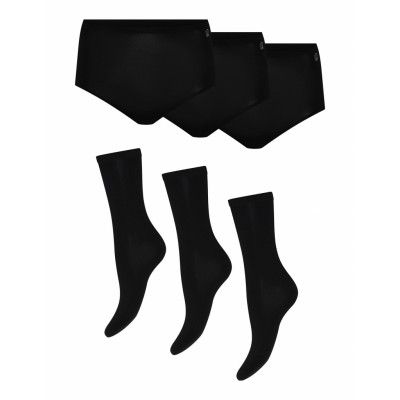 URBAN QUEST 3-Pack Women Bamboo Maxi Brief + 3 -Pack Basic Socks Svart
