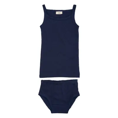 Copenhagen Colors Pointelle Heart Underwear Set - Navy - 110