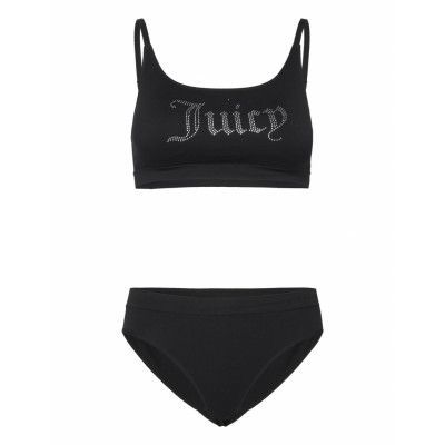 Juicy Diamante Bralette And High Leg Brief Sets Lingerie Bras & Tops Soft Bras Bralette Svart Juicy Couture