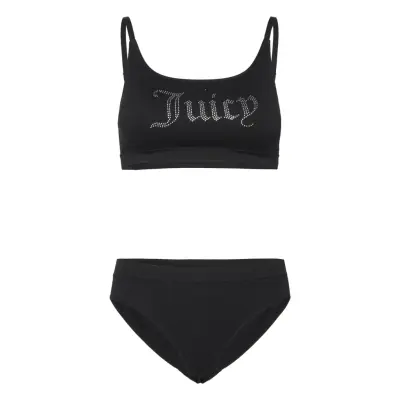Juicy Diamante Bralette And High Leg Brief Sets Lingerie Bras & Tops Soft Bras Bralette Svart Juicy Couture