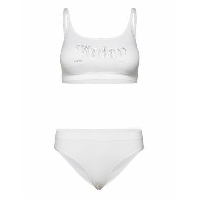 Juicy Diamante Bralette And High Leg Brief Sets Lingerie Bras & Tops Soft Bras Bralette Vit Juicy Couture