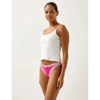 Lindex 3-Pack Thong With Lace Details - Pink - XL