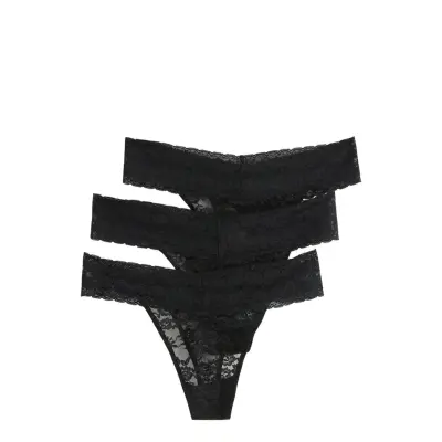Lindex Brief Thong Low Lacey 3 Pack - Black - L
