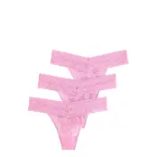 Lindex Brief Thong Low Lacey 3 Pack - Pink - XL