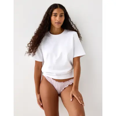 Lindex Brief Thong Low Scrunchie Micr - Pink - XL