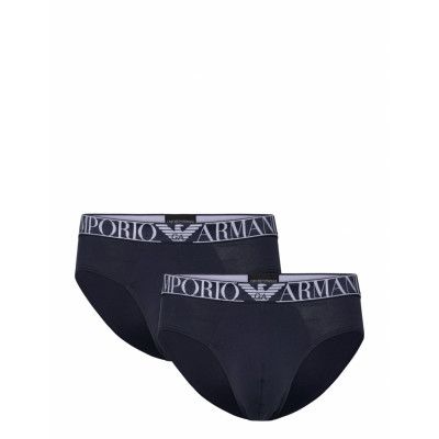 Men's Knit 2-Pack Brief *Villkorat Erbjudande Kalsonger Y-front Briefs Marinblå Emporio Armani