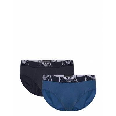 Men's Knit 2-Pack Brief *Villkorat Erbjudande Kalsonger Y-front Briefs Marinblå Emporio Armani