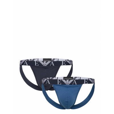 Men's Knit 2-Pack Jockstrap Kalsonger Y-front Briefs Marinblå Emporio Armani