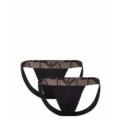 Men's Knit 2-Pack Jockstrap Kalsonger Y-front Briefs Svart Emporio Armani