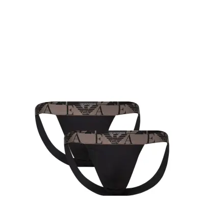 Men's Knit 2-Pack Jockstrap Kalsonger Y-front Briefs Svart Emporio Armani