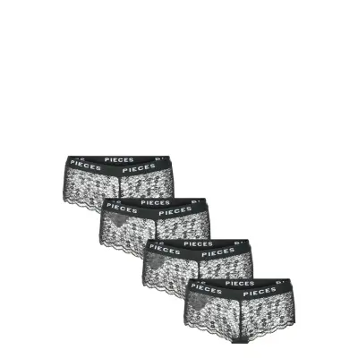 Pieces Pclogo Lace Hipster 4-Pack - Black - S